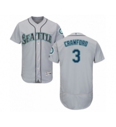Men's Seattle Mariners #3 J.P. Crawford Grey Road Flex Base Authentic Collection Baseball Player Jersey