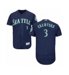 Men's Seattle Mariners #3 J.P. Crawford Navy Blue Alternate Flex Base Authentic Collection Baseball Player Jersey