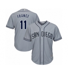 Men's San Diego Padres #11 Ty France Authentic Grey Road Cool Base Baseball Player Jersey