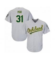 Youth Oakland Athletics #31 A.J. Puk Authentic Grey Road Cool Base Baseball Player Jersey