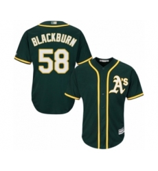 Youth Oakland Athletics #58 Paul Blackburn Authentic Green Alternate 1 Cool Base Baseball Player Jersey