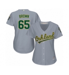 Women's Oakland Athletics #65 Seth Brown Authentic Grey Road Cool Base Baseball Player Jersey