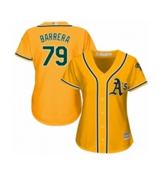 Women's Oakland Athletics #79 Luis Barrera Authentic Gold Alternate 2 Cool Base Baseball Player Jersey