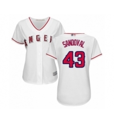 Women's Los Angeles Angels of Anaheim #43 Patrick Sandoval Authentic White Home Cool Base Baseball Player Jersey
