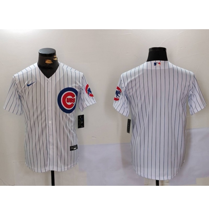 Men's Chicago Cubs Blank White With Stitched Cool Base Nike Jersey