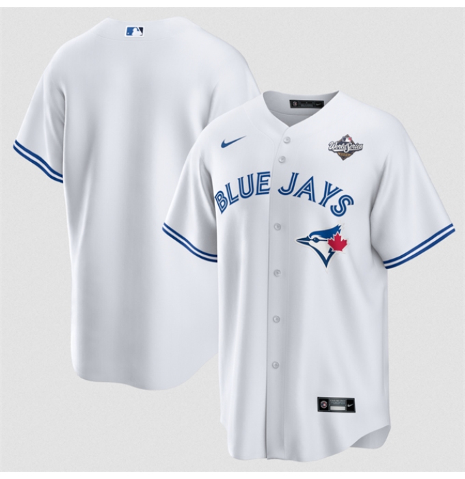 Men's Toronto Blue Jays Blank White 2025 World Series Home Cool Base Stitched Baseball Jersey