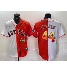 Men's Houston Astros #44 Yordan Alvarez Number White Orange Split Stitched Baseball Jersey