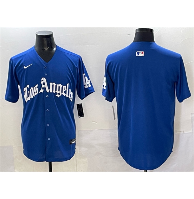 Men's Los Angeles Dodgers Blank Blue 2025 LA Gothic Style With Fernando Vapor Premier Limited Stitched Baseball Jersey