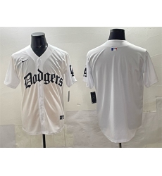 Men's Los Angeles Dodgers Blank White 2025 LA Gothic Style Vapor Premier Limited Stitched Baseball Jersey