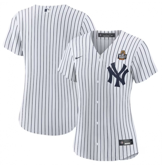 Women's New York Yankees Blank White 2024 World Series Cool Base Stitched Baseball Jersey(Run Small)