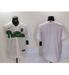 Men's Philadelphia Phillies Blank White Green Cool Base Stitched Jersey