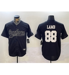 Men's Dallas Cowboys #88 CeeDee Lamb Black With Cool Base Stitched Baseball Jersey