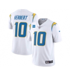 Men's Los Angeles Chargers 2022 #10 Justin Herbert White With 2-star C Patch Vapor Untouchable Limited Stitched Jersey