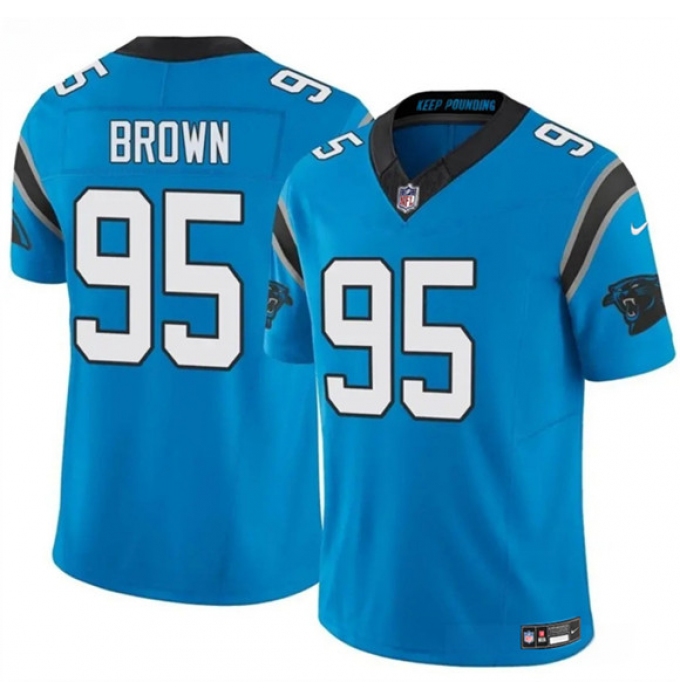 Men's Carolina Panthers #95 Derrick Brown Blue 2025 F.U.S.E. Vapor Limited Football Stitched Jersey