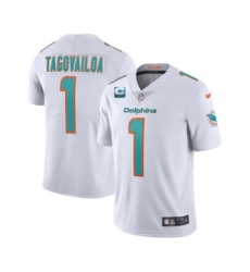 Men's Miami Dolphins 2022 #1 Tua Tagovailoa White With 1-star C Patch Vapor Limited Stitched NFL Jersey