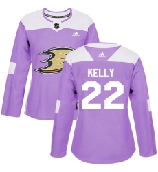 Women's Adidas Anaheim Ducks #22 Chris Kelly Authentic Purple Fights Cancer Practice NHL Jersey