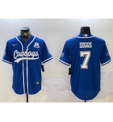 Men's Dallas Cowboys #7 Trevon Diggs Light Blue With 1960 Cool Base Stitched Baseball Jersey