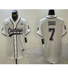 Men's Dallas Cowboys #7 Trevon Diggs White With 1960 Cool Base Stitched Baseball Jersey