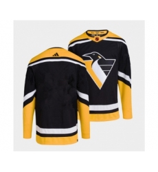 Men's Pittsburgh Penguins Blank Black 2022 Reverse Retro Stitched Jersey