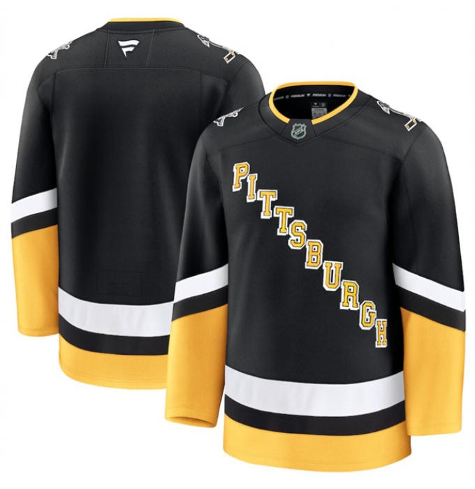 Men's Pittsburgh Penguins Blank Black 2024-25 Alternate Stitched Hockey Jersey