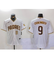 Men's San Diego Padres #9 Jake Cronenworth White Team Logo Stitched MLB Cool Base Nike Jerseys