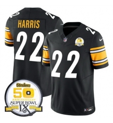 Men's Pittsburgh Steelers #22 Najee Harris Black 2024 F U S E 50th Anniversary Of Super Bowl IX Alternate Vapor Untouchable Limited Stitched Jersey