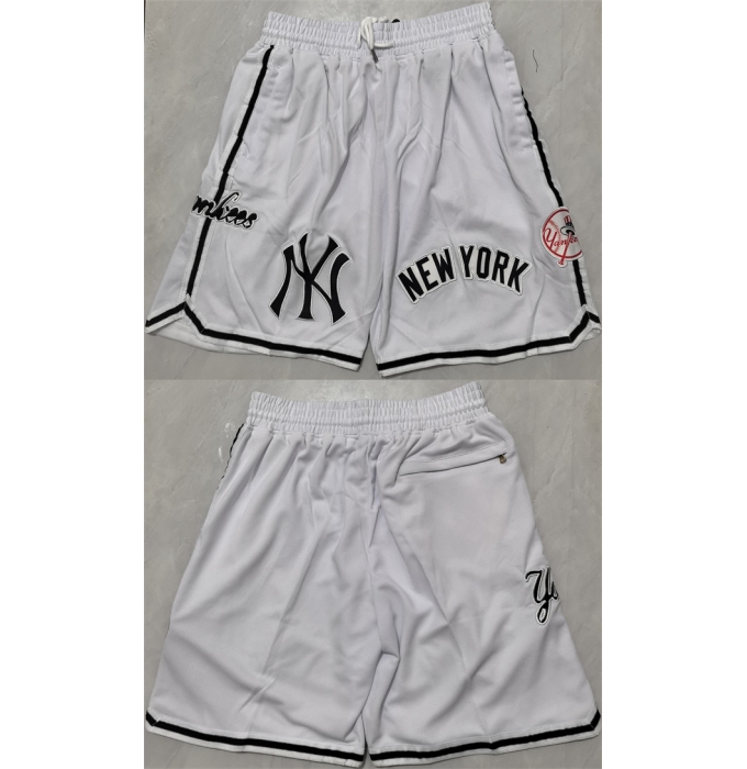 Men's New Yok Yankees White Shorts (Run Small)