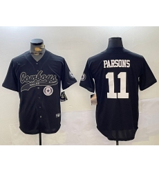 Men's Dallas Cowboys #11 Micah Parsons Black With Cool Base Stitched Baseball Jersey