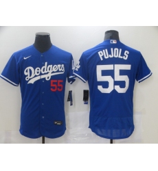 Men's Los Angeles Dodgers #55 Albert Pujols Blue Nike Road Flex Base Authentic Collection Baseball Jersey