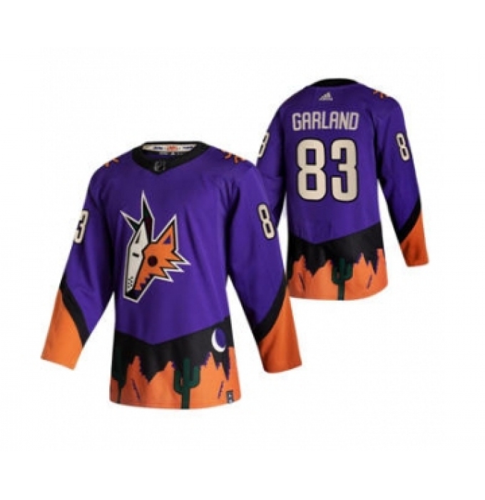Men's Arizona Coyotes #83 Conor Garland Purple 2020-21 Reverse Retro Alternate Hockey Jersey