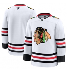 Men's Chicago Blackhawks Blank White 2024-25 Away Stitched Hockey Jersey