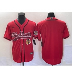 Men's Nike Chicago Blackhawks Blank Red Cool Base Stitched Baseball Jersey