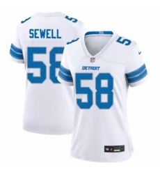 Women Detroit Lions #58 Penei Sewell White 2024 F U S E Alternate Vapor Limited Stitched Jersey