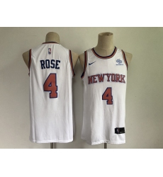 Men's New York Knicks #4 Derrick Rose White Stitched Basketball Jersey