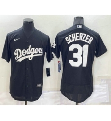 Men's Los Angeles Dodgers #31 Max Scherzer Black Turn Back The Clock Stitched Cool Base Jersey