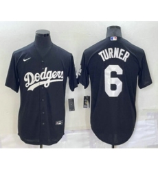 Men's Los Angeles Dodgers #6 Trea Turner Black Turn Back The Clock Stitched Cool Base Jersey