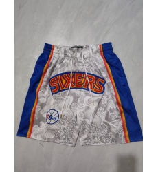 Men's Philadelphia 76ers White Blue Shorts