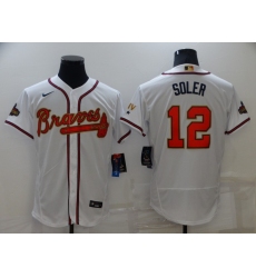 Men's Atlanta Braves #12 Jorge Soler White 2022 Gold Program Authentic Player Jersey