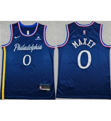 Men's Philadelphia 76ers #0 Tyrese Maxey Navy 2025-26 City Edition Stitched Jersey