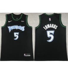 Men's Minnesota Timberwolves #5 Anthony Edwards Black City Edition Stitched Jersey