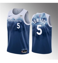 Men's Minnesota Timberwolves #5 Anthony Edwards Blue 2023-24 City Edition Stitched Jersey