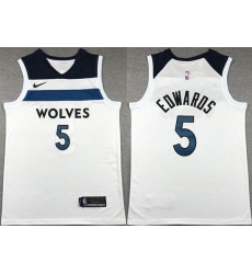 Men's Minnesota Timberwolves #5 Anthony Edwards White Association Edition Stitched Jersey