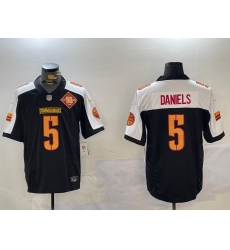 Men's Washington Commanders #5 Jayden Daniels Black White 2024 F.U.S.E. 90th Anniversary Vapor Limited Stitched Football Jersey