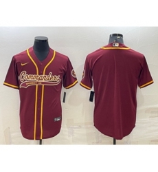 Men's Washington Commanders Blank Burgundy With Patch Cool Base Stitched Baseball Jersey
