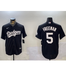 Men's Los Angeles Dodgers #5 Freddie Freeman Black Cool Base Jersey