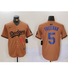 Men's Los Angeles Dodgers #5 Freddie Freeman Number Olive Cool Base Limited Stitched Jersey