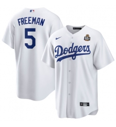 Men's Los Angeles Dodgers #5 Freddie Freeman White 2024 World Series Cool Base Stitched Baseball Jersey