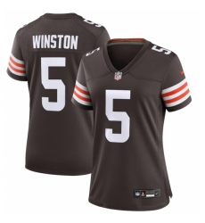 Women Cleveland Browns #5 Jameis Winston Brown Vapor Limited Stitched Football Jersey