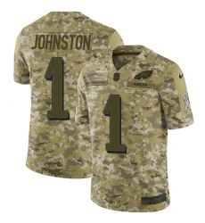 Men's Nike Philadelphia Eagles #1 Cameron Johnston Limited Camo 2018 Salute to Service NFL Jersey