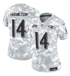 Women's Baltimore Ravens #14 Kyle Hamilton 2024 F.U.S.E Arctic Camo Salute To Service Limited Stitched Football Jersey(Run Small)